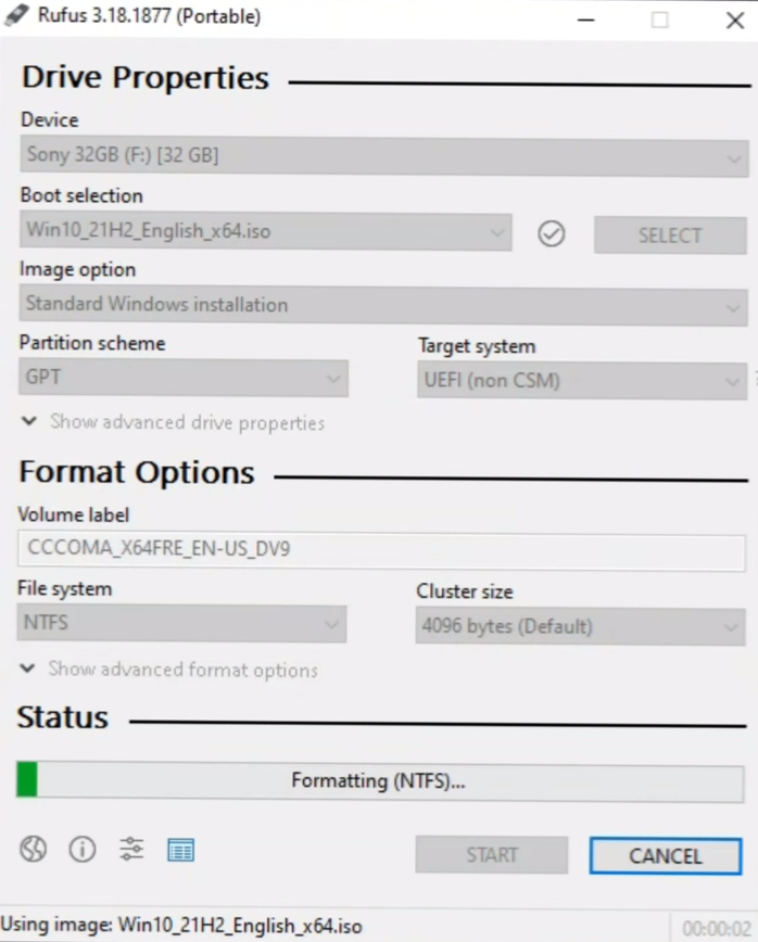 Making pen drive bootable through rufus